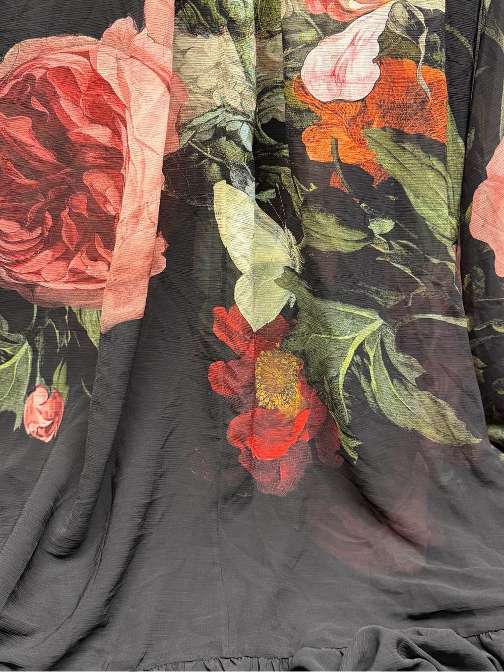 Alice + Olivia Black Maxi Dress royal  Floral Print cape back gown12 nwt - Picture 9 of 16